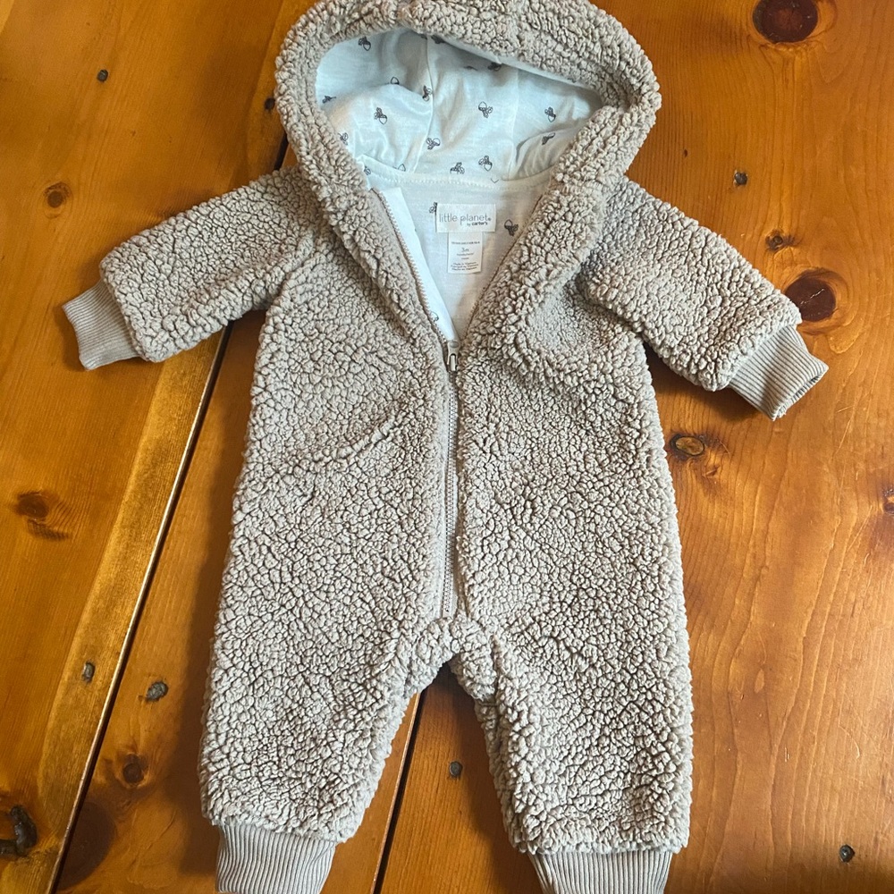 Little Planet Tan Sherpa Hooded Baby Bunting